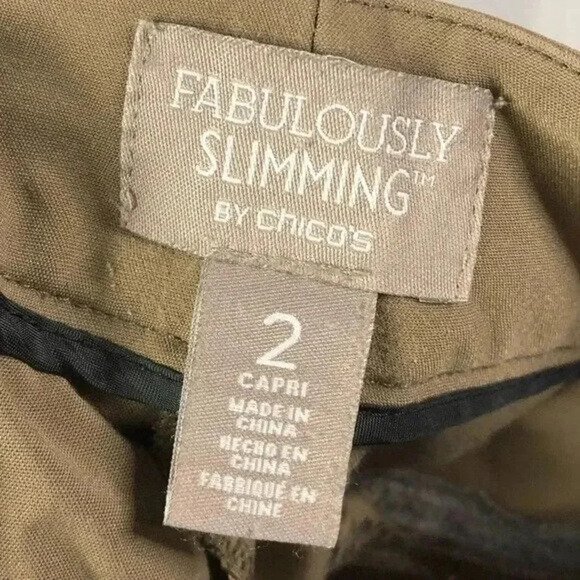 Chico's Fabulously Slimming Kaden Dark Khaki Capri Pants 2/12 - Picture 4 of 4